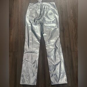Good American Silver Metallic Coated Skinny Jeans High Rise Women’s 8 29 NWT